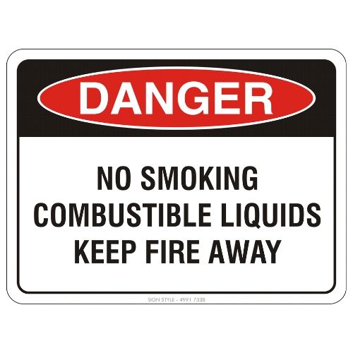 Danger – No Smoking Combustible Liquids Keep Fire Away Sign