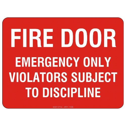 Fire Safety – Fire Door Emergency Only Sign