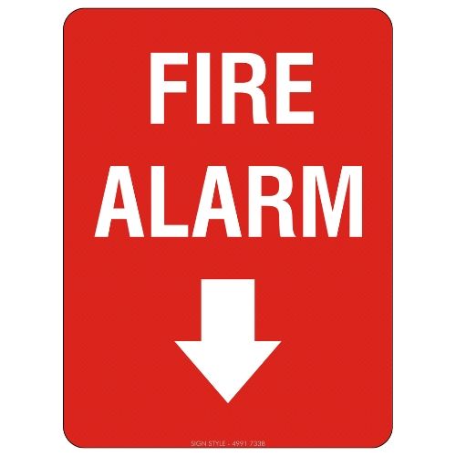 Fire Safety – Fire Alarm (Arrow Down) Sign