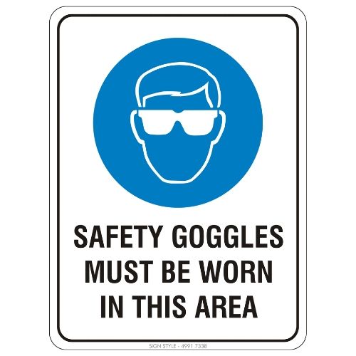 Mandatory – Safety Goggles Must Be Worn On This Site Sign