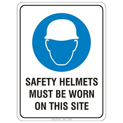 Mandatory – Safety Helmets Must Be Worn On This Site Sign